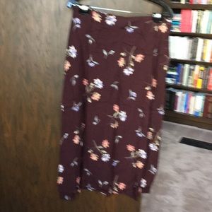 Vintage A-line brown flowered skirt size 14